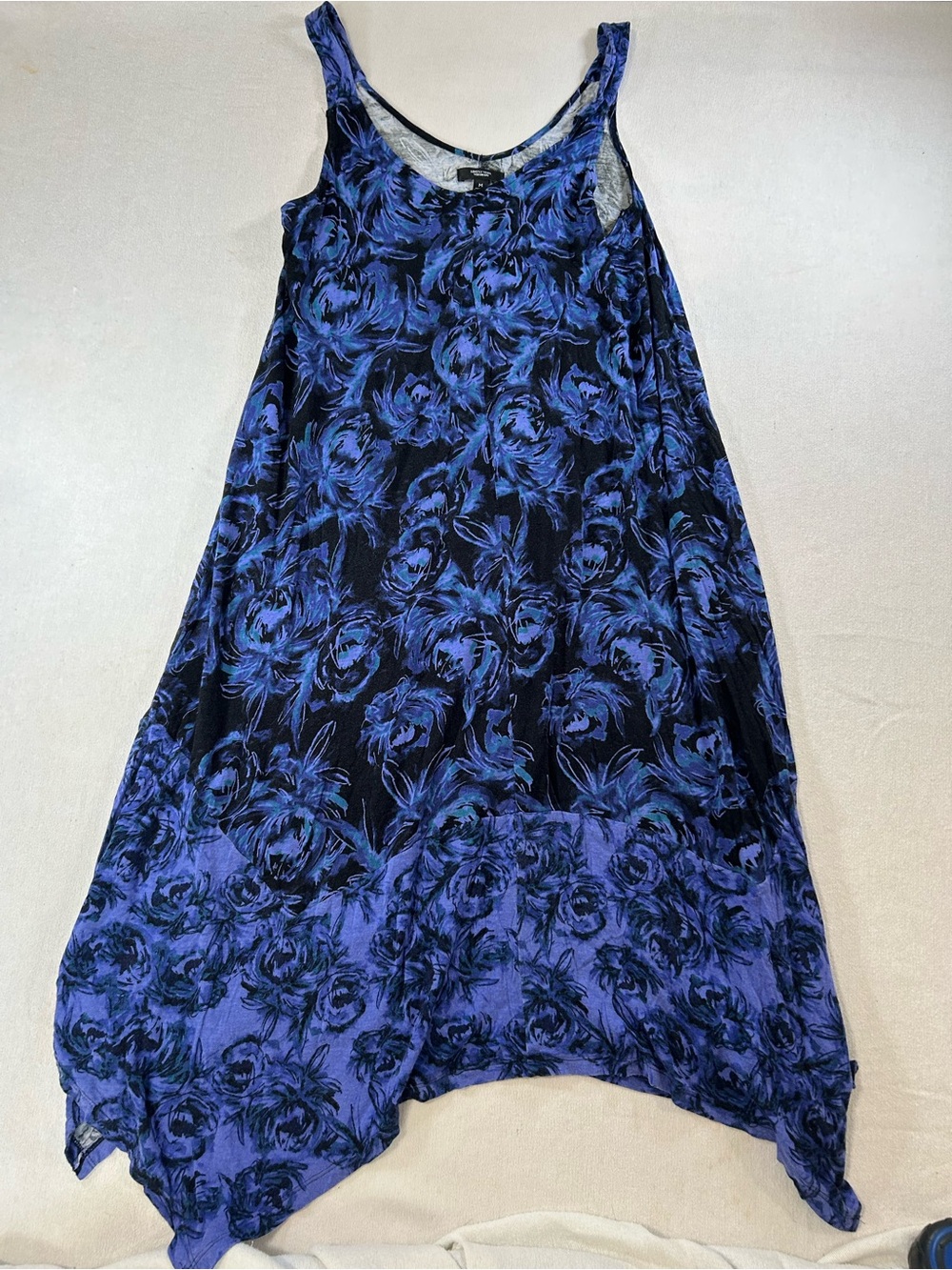 Simply Vera - Women's Blue Floral Swing Skirt dress